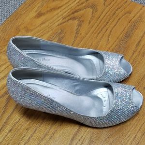Silver sparkly dress heels